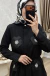 Çiçek Etek Takım Siyah