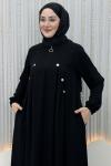 3 Düğme Elbise Siyah