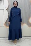 Aram düğme elbise Mavi