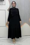 Aram düğme elbise Siyah