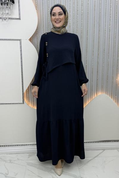 Aram düğme elbise Lacivert