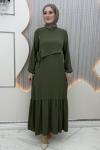Aram düğme elbise Yeşil