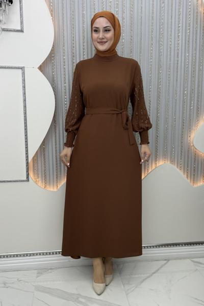 Arşin Taşlı Elbise Kiremit