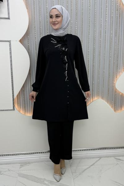 Aşkın pantolonlu takım Siyah