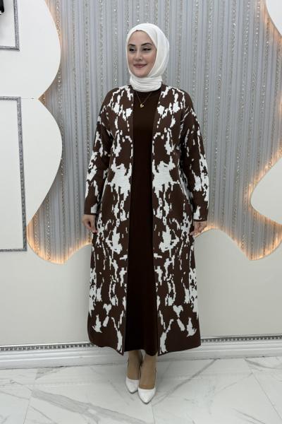 Ayperi Elbiseli Hırka Acı Kahve