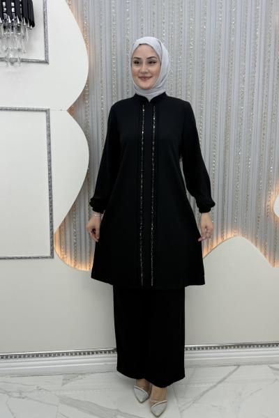 Çift taraf taşlı takım  Siyah