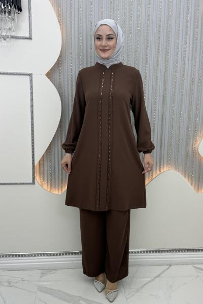 Çift taraf taşlı takım  Koyu Kahverengi