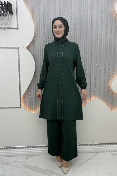 Çift taraf taşlı takım  Zümrüt