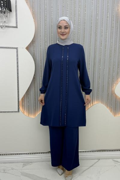 Çift taraf taşlı takım  Lacivert