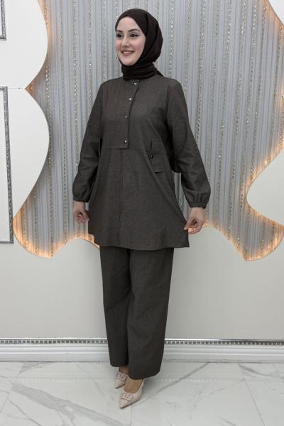 Dora Pantolonlu Takım Kahverengi