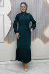Düğme Elbise Zümrüt