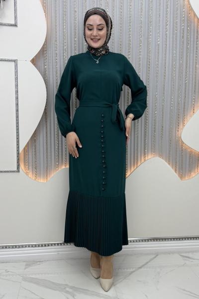 Düğme Elbise Zümrüt