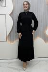 Düğme Elbise Siyah