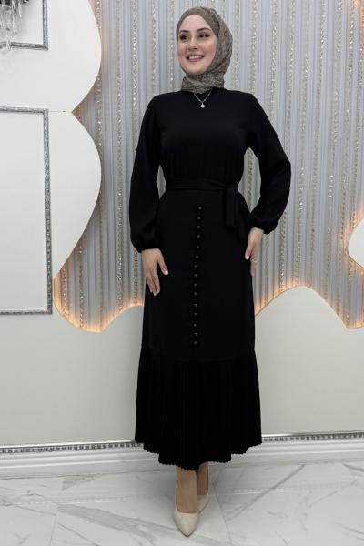 Düğme Elbise Siyah