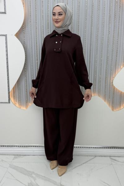 Elanur Pantolonlu Takım  Mürdüm