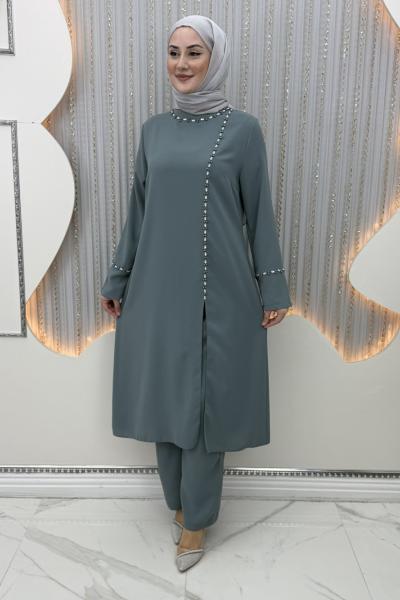 Hande Pantolonlu Takım Gri