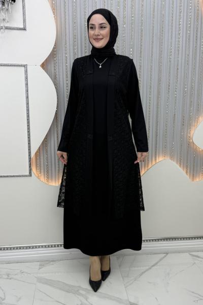 Hanımtül Hırkalı Elbise Siyah