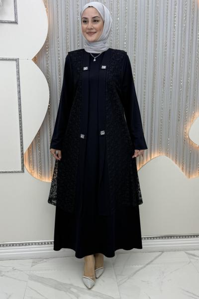 Hanımtül Hırkalı Elbise Lacivert