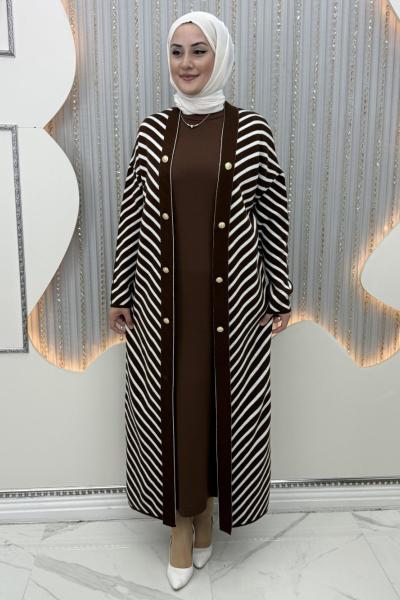 Hürrem Elbiseli Hırka Kahverengi