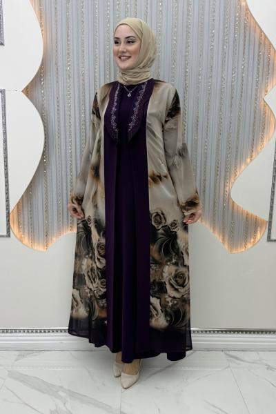 İlkin Elbiseli Hırka Mor