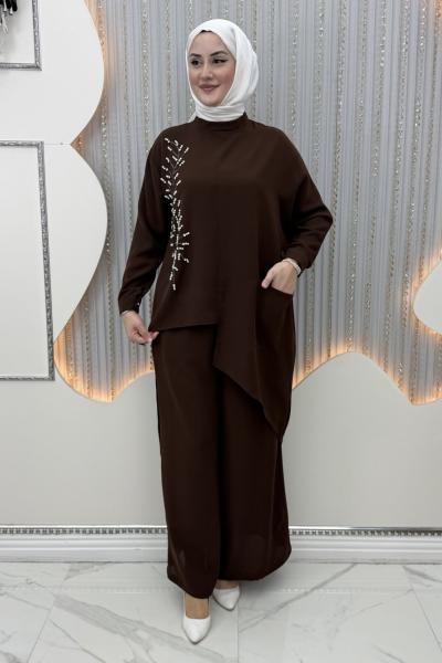 İncitaş Pantolonlu Takım Kahverengi