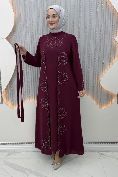 Kıymet Yelekli Elbise  Bordo