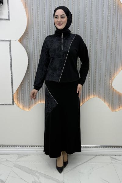 Melodi Etekli Takım Siyah