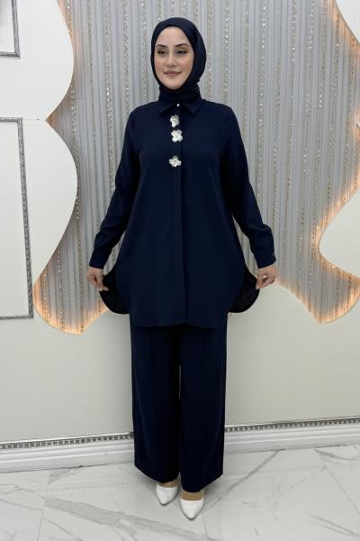 Menekşe Pantolonlu Takım Lacivert