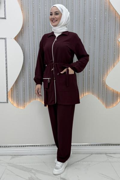 Mihsen pantolonlu takım  Bordo