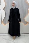 Nefsun Elbiseli Hırka  Siyah