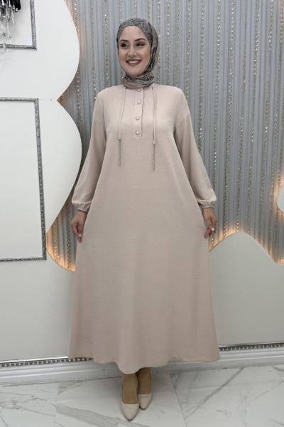 Nepal zincirli elbise Krem