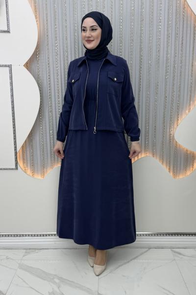 Nursena Elbiseli Hırka Lacivert