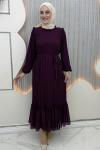 Peri Şifon Elbise Mor