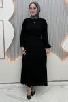 Piliseli düşsel elbise  Siyah