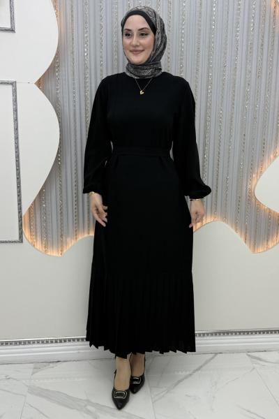 Piliseli düşsel elbise  Siyah