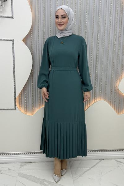 Piliseli düşsel elbise  Mint Yeşili