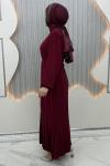Piliseli düşsel elbise  Bordo