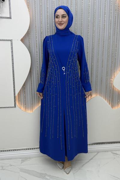 Pırlanta Abiye Saks Mavisi