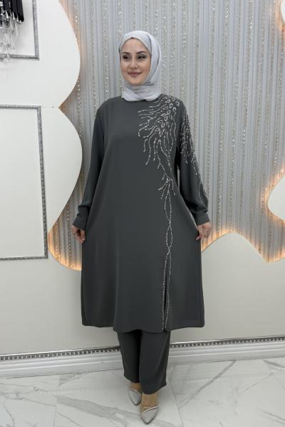 Yakut Taşlı Takım Gri