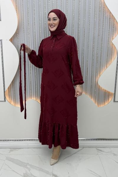 Yelda Elbise Bordo