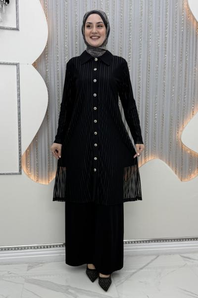 Zerrin pantolonlu takım Siyah