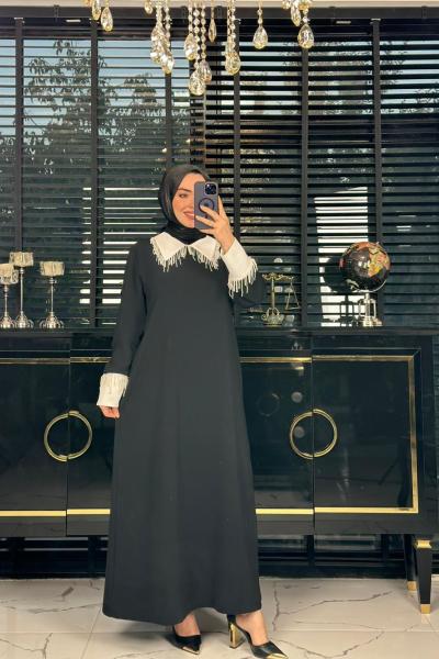 İnci Elbise Siyah