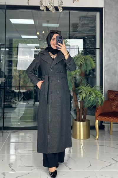 Uzun Kaşe Kaban Siyah