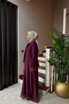 Bağlama Detay Tensel Elbise Bordo