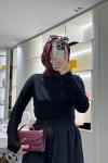 Dikiş Detaylı Beli Lastikli Etek Siyah
