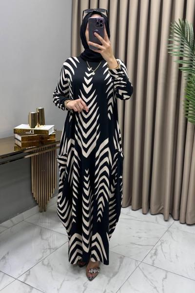 Alev Cepli Elbise Siyah