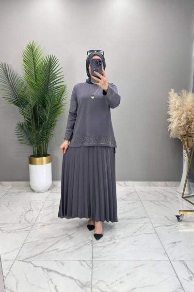 Cennet Taşlı Takım Gri