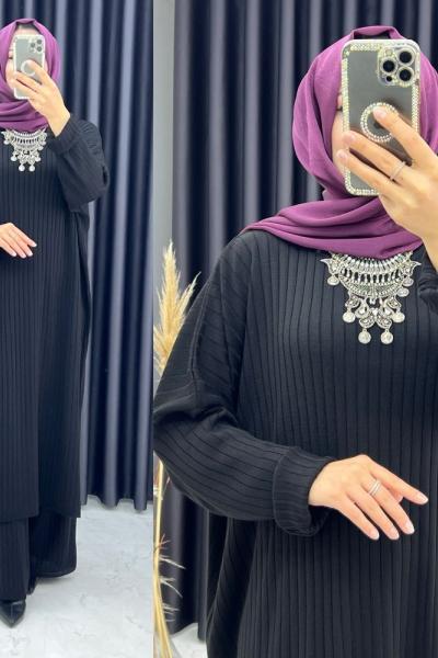 Mısra Büyükbeden Takım Siyah