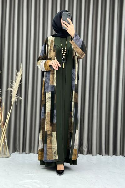 3412 Naz Elbise Takım Haki Haki