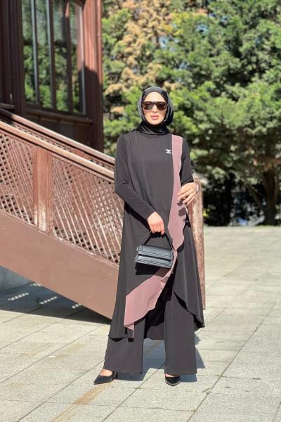 3458 Sündüs Takım  siyah-gül